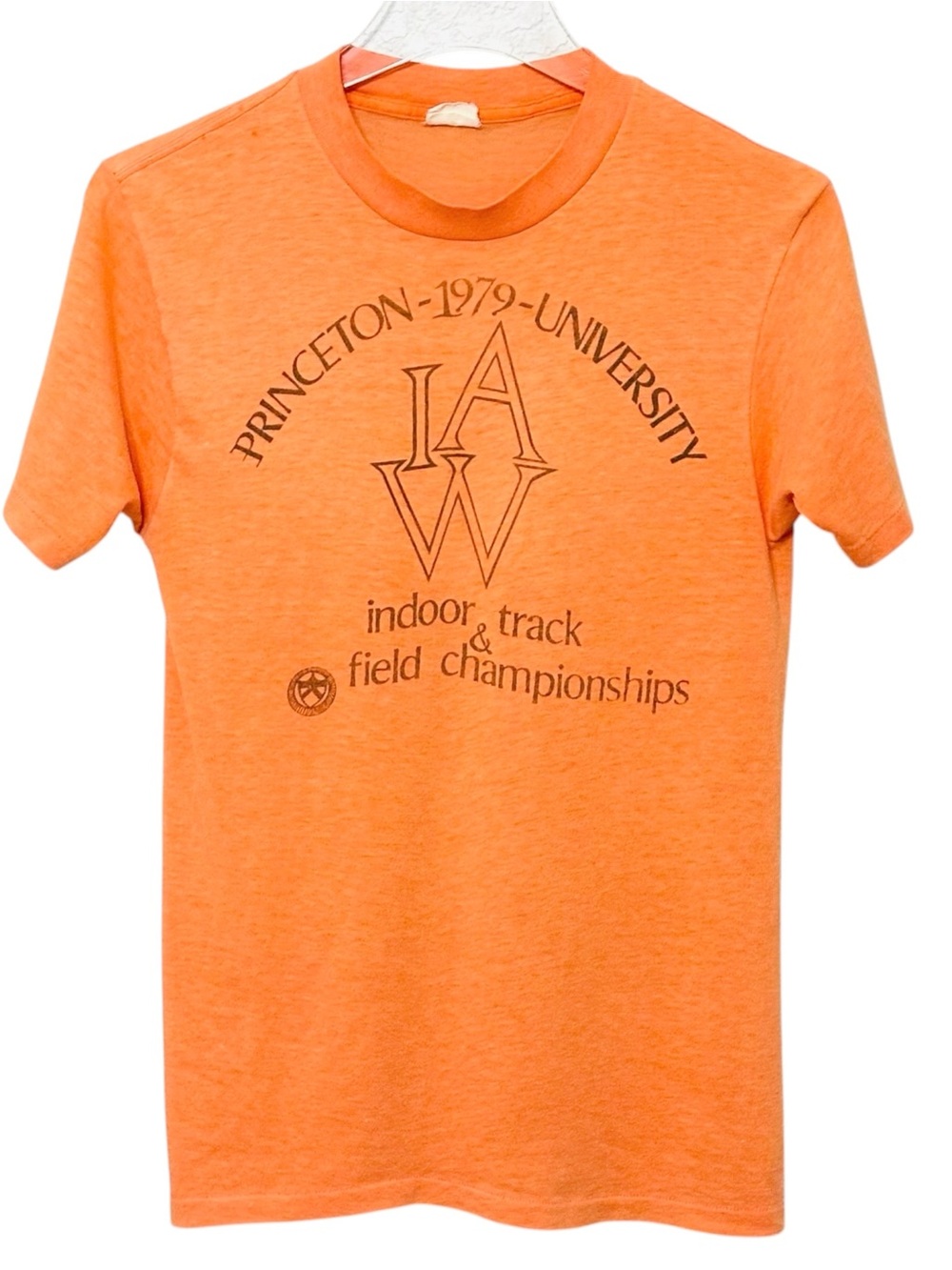 Vintage 1979 Princeton University Track Field Shirt Single Stitch IAAW Orange S